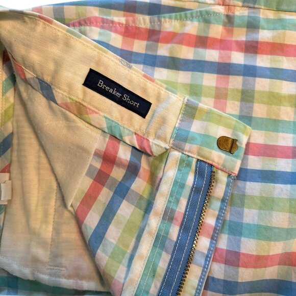 Colorful Plaid Vineyard Vines Mens Flat-Front Shorts W32 Cotton Blend - Picture 6 of 6